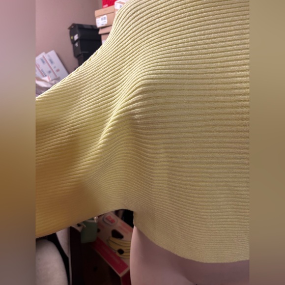 Pink rose, butter  yellow, small, trapped, oversized rib, wide sleeve sweater - Picture 2 of 7